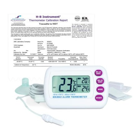 Bel-Art H-B DURAC Calibrated Electronic Thermometer with Waterproof Sensor, -50/70C -58/158F, 52 x 17mm 609003200
